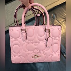 Coach CY670 Maggie Small Tote Bag in Signature Leather pink petal NWT